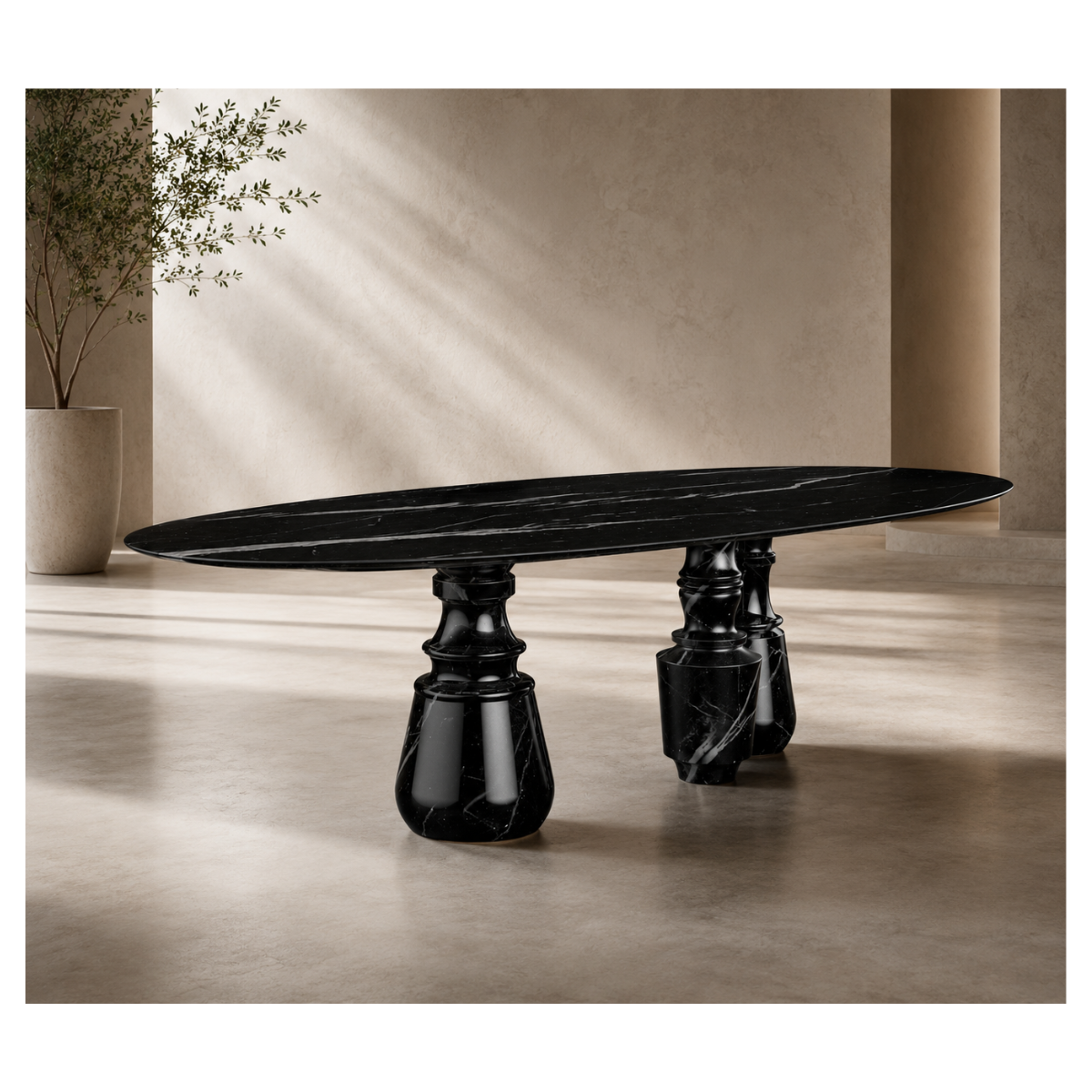 Nero Oval Marble Dining Table